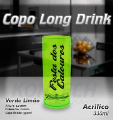 Copo Long Drink Acrílico Verde Limão 330 ml